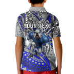 Personalised Canterbury-Bankstown Bulldogs Kid Polo Shirt Polynesian Tribal Art Style With Powerful Bulldog Mascot