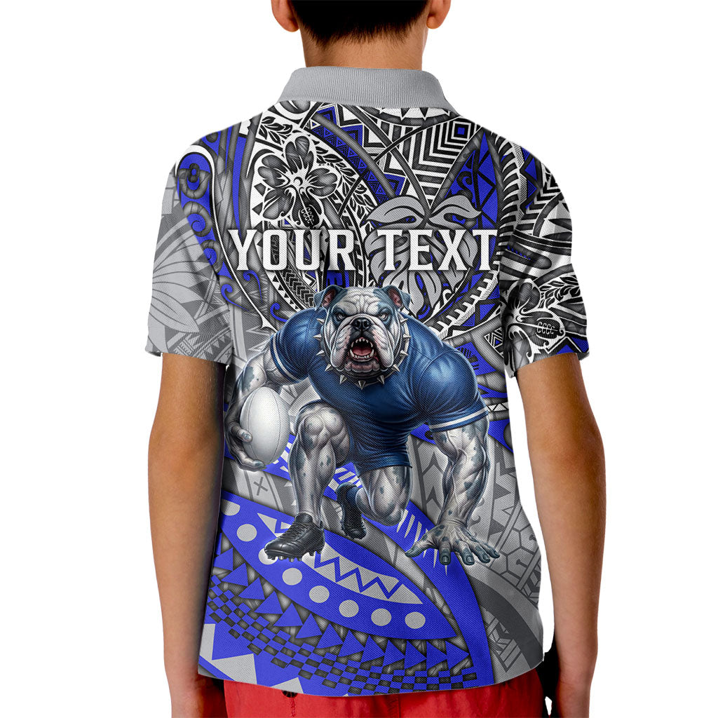 Personalised Canterbury-Bankstown Bulldogs Kid Polo Shirt Polynesian Tribal Art Style With Powerful Bulldog Mascot