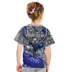 Personalised Canterbury-Bankstown Bulldogs Kid T Shirt Polynesian Tribal Art Style With Powerful Bulldog Mascot