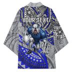 Personalised Canterbury-Bankstown Bulldogs Kimono Polynesian Tribal Art Style With Powerful Bulldog Mascot