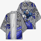 Personalised Canterbury-Bankstown Bulldogs Kimono Polynesian Tribal Art Style With Powerful Bulldog Mascot