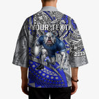 Personalised Canterbury-Bankstown Bulldogs Kimono Polynesian Tribal Art Style With Powerful Bulldog Mascot