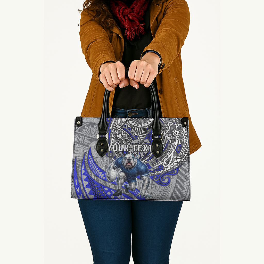 Personalised Canterbury-Bankstown Bulldogs Leather Bag Polynesian Tribal Art Style With Powerful Bulldog Mascot