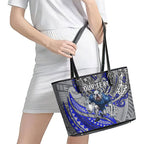 Personalised Canterbury-Bankstown Bulldogs Leather Tote Bag Polynesian Tribal Art Style With Powerful Bulldog Mascot