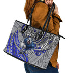 Personalised Canterbury-Bankstown Bulldogs Leather Tote Bag Polynesian Tribal Art Style With Powerful Bulldog Mascot