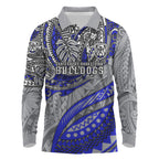 Personalised Canterbury-Bankstown Bulldogs Long Sleeve Polo Shirt Polynesian Tribal Art Style With Powerful Bulldog Mascot