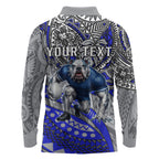 Personalised Canterbury-Bankstown Bulldogs Long Sleeve Polo Shirt Polynesian Tribal Art Style With Powerful Bulldog Mascot