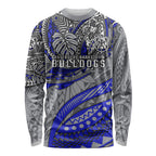 Personalised Canterbury-Bankstown Bulldogs Long Sleeve Shirt Polynesian Tribal Art Style With Powerful Bulldog Mascot