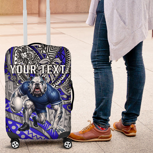 Personalised Canterbury-Bankstown Bulldogs Luggage Cover Polynesian Tribal Art Style With Powerful Bulldog Mascot