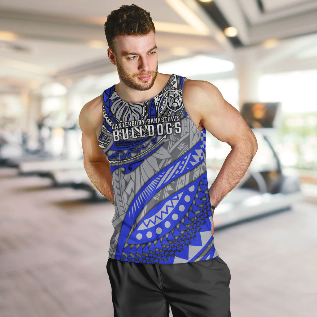 Personalised Canterbury-Bankstown Bulldogs Men Tank Top Polynesian Tribal Art Style With Powerful Bulldog Mascot