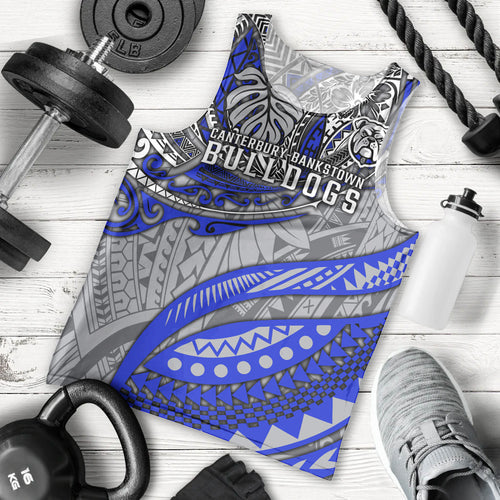 Personalised Canterbury-Bankstown Bulldogs Men Tank Top Polynesian Tribal Art Style With Powerful Bulldog Mascot