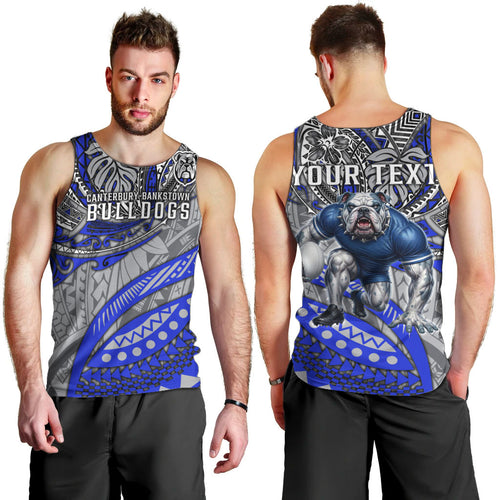 Personalised Canterbury-Bankstown Bulldogs Men Tank Top Polynesian Tribal Art Style With Powerful Bulldog Mascot