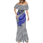 Personalised Canterbury-Bankstown Bulldogs Mermaid Dress Polynesian Tribal Art Style With Powerful Bulldog Mascot