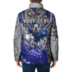 Personalised Canterbury-Bankstown Bulldogs Padded Jacket Polynesian Tribal Art Style With Powerful Bulldog Mascot