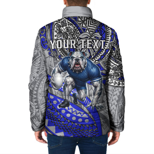Personalised Canterbury-Bankstown Bulldogs Padded Jacket Polynesian Tribal Art Style With Powerful Bulldog Mascot