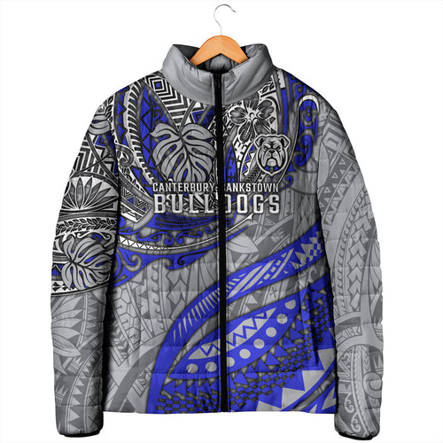 Personalised Canterbury-Bankstown Bulldogs Padded Jacket Polynesian Tribal Art Style With Powerful Bulldog Mascot