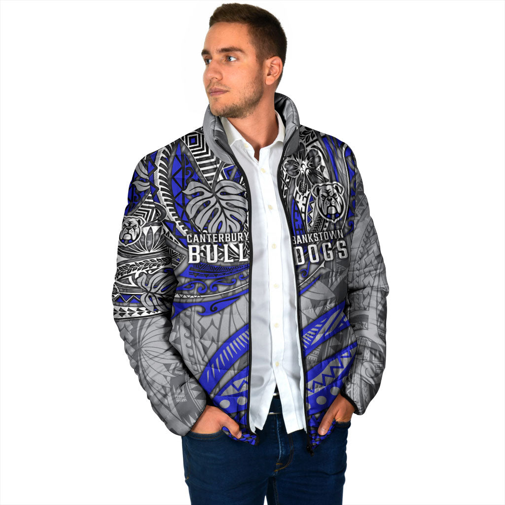Personalised Canterbury-Bankstown Bulldogs Padded Jacket Polynesian Tribal Art Style With Powerful Bulldog Mascot