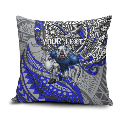 Personalised Canterbury-Bankstown Bulldogs Pillow Cover Polynesian Tribal Art Style With Powerful Bulldog Mascot