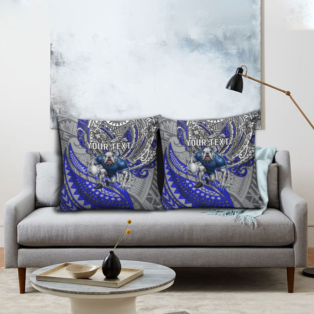 Personalised Canterbury-Bankstown Bulldogs Pillow Cover Polynesian Tribal Art Style With Powerful Bulldog Mascot