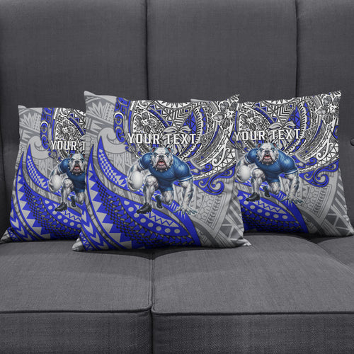 Personalised Canterbury-Bankstown Bulldogs Pillow Cover Polynesian Tribal Art Style With Powerful Bulldog Mascot