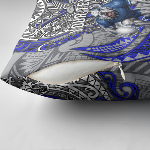 Personalised Canterbury-Bankstown Bulldogs Pillow Cover Polynesian Tribal Art Style With Powerful Bulldog Mascot