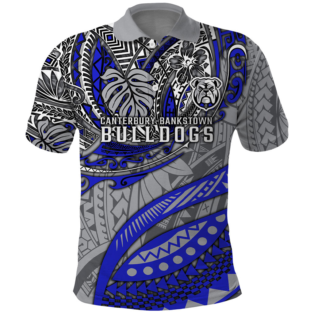Personalised Canterbury-Bankstown Bulldogs Polo Shirt Polynesian Tribal Art Style With Powerful Bulldog Mascot