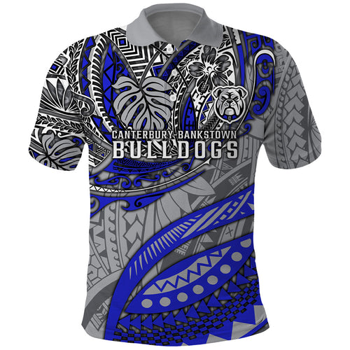 Personalised Canterbury-Bankstown Bulldogs Polo Shirt Polynesian Tribal Art Style With Powerful Bulldog Mascot