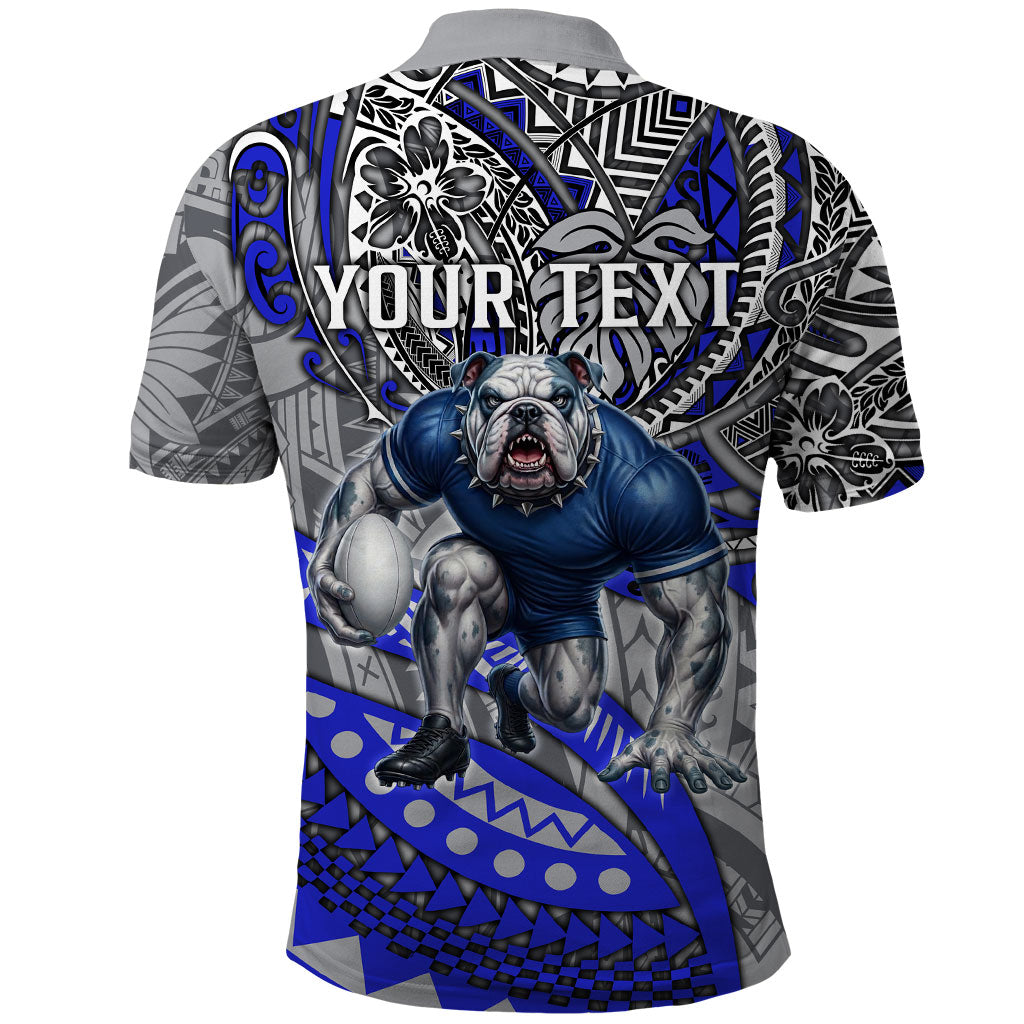 Personalised Canterbury-Bankstown Bulldogs Polo Shirt Polynesian Tribal Art Style With Powerful Bulldog Mascot