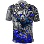 Personalised Canterbury-Bankstown Bulldogs Polo Shirt Polynesian Tribal Art Style With Powerful Bulldog Mascot