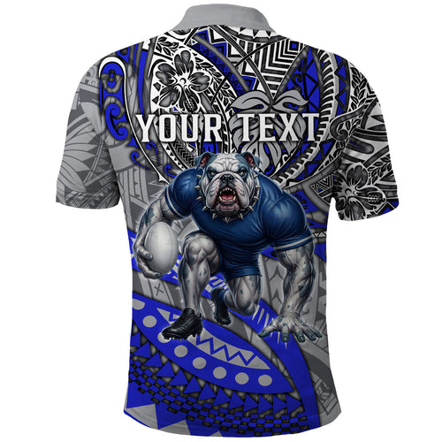 Personalised Canterbury-Bankstown Bulldogs Polo Shirt Polynesian Tribal Art Style With Powerful Bulldog Mascot