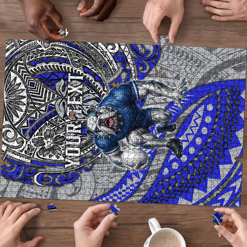 Personalised Canterbury-Bankstown Bulldogs Puzzle Polynesian Tribal Art Style With Powerful Bulldog Mascot