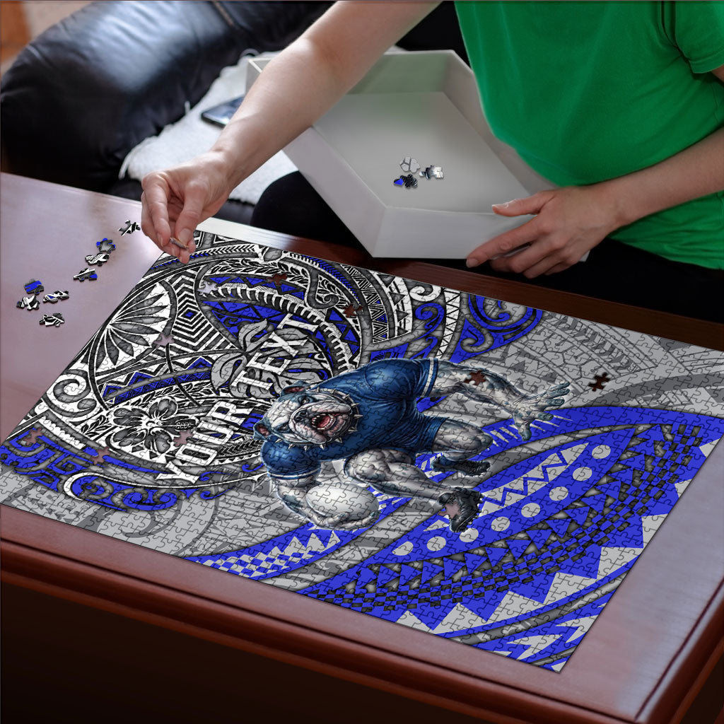 Personalised Canterbury-Bankstown Bulldogs Puzzle Polynesian Tribal Art Style With Powerful Bulldog Mascot