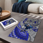 Personalised Canterbury-Bankstown Bulldogs Puzzle Polynesian Tribal Art Style With Powerful Bulldog Mascot