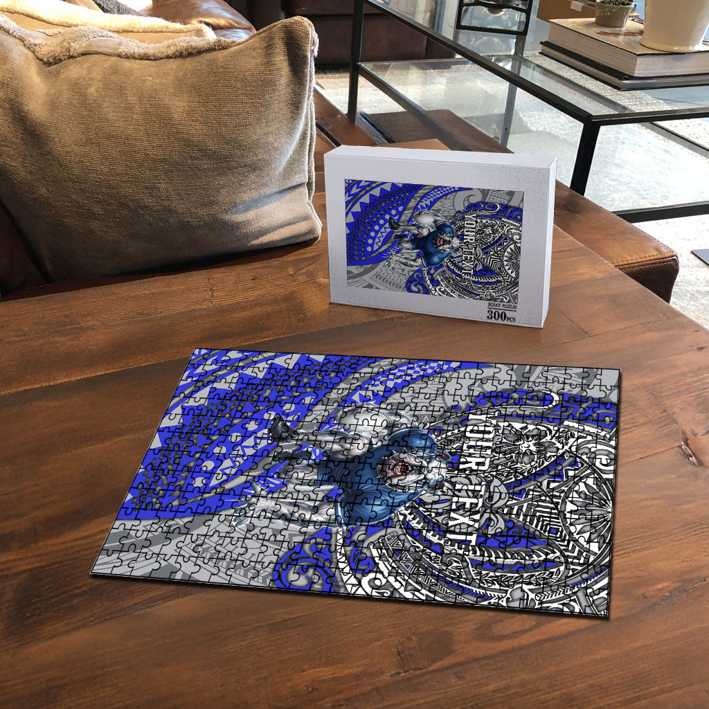 Personalised Canterbury-Bankstown Bulldogs Puzzle Polynesian Tribal Art Style With Powerful Bulldog Mascot