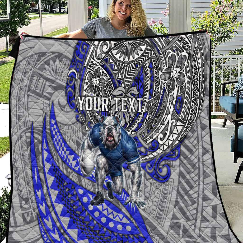 Personalised Canterbury-Bankstown Bulldogs Quilt Polynesian Tribal Art Style With Powerful Bulldog Mascot