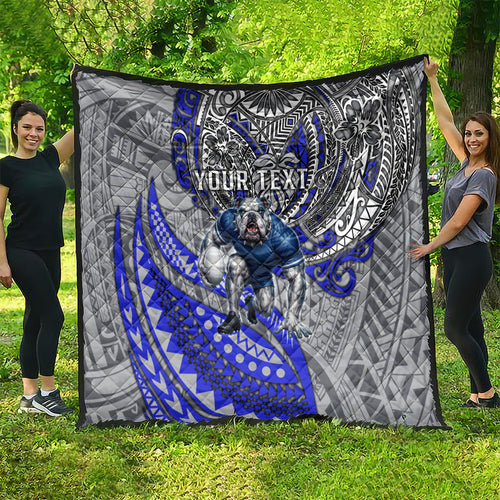 Personalised Canterbury-Bankstown Bulldogs Quilt Polynesian Tribal Art Style With Powerful Bulldog Mascot