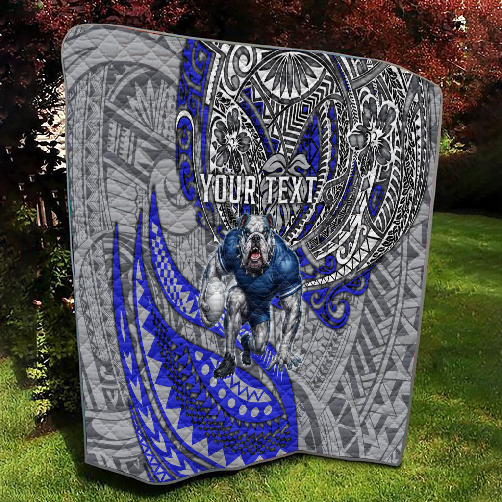 Personalised Canterbury-Bankstown Bulldogs Quilt Polynesian Tribal Art Style With Powerful Bulldog Mascot