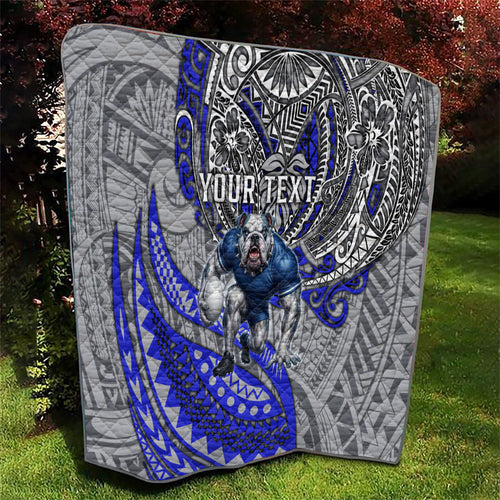 Personalised Canterbury-Bankstown Bulldogs Quilt Polynesian Tribal Art Style With Powerful Bulldog Mascot