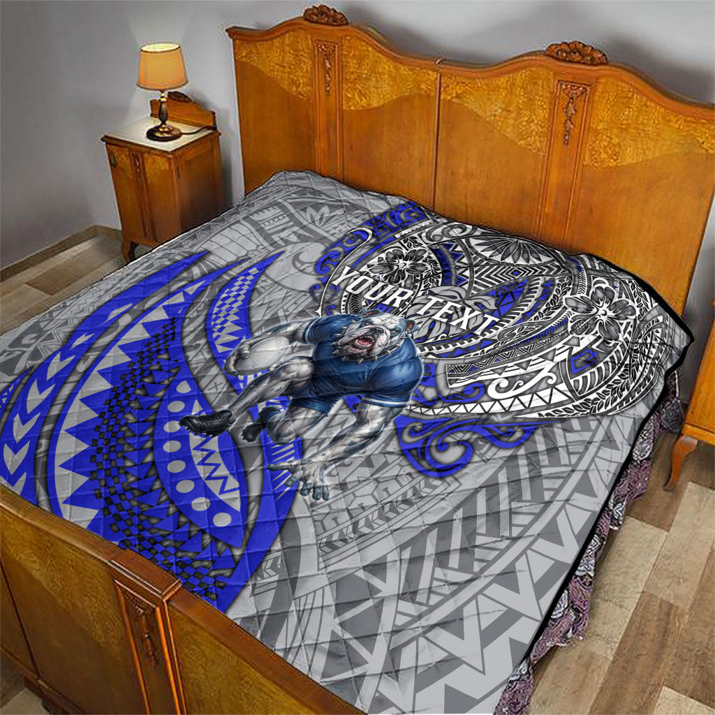 Personalised Canterbury-Bankstown Bulldogs Quilt Polynesian Tribal Art Style With Powerful Bulldog Mascot