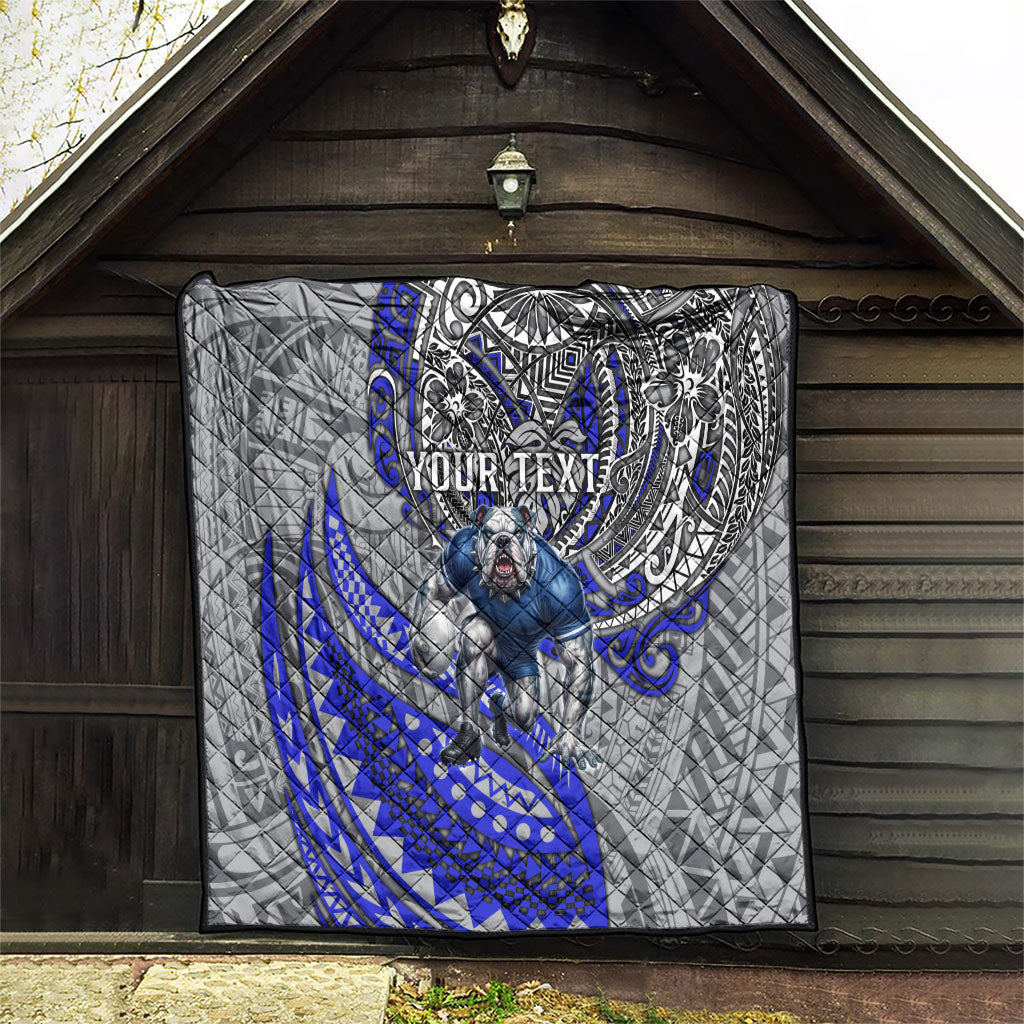 Personalised Canterbury-Bankstown Bulldogs Quilt Polynesian Tribal Art Style With Powerful Bulldog Mascot