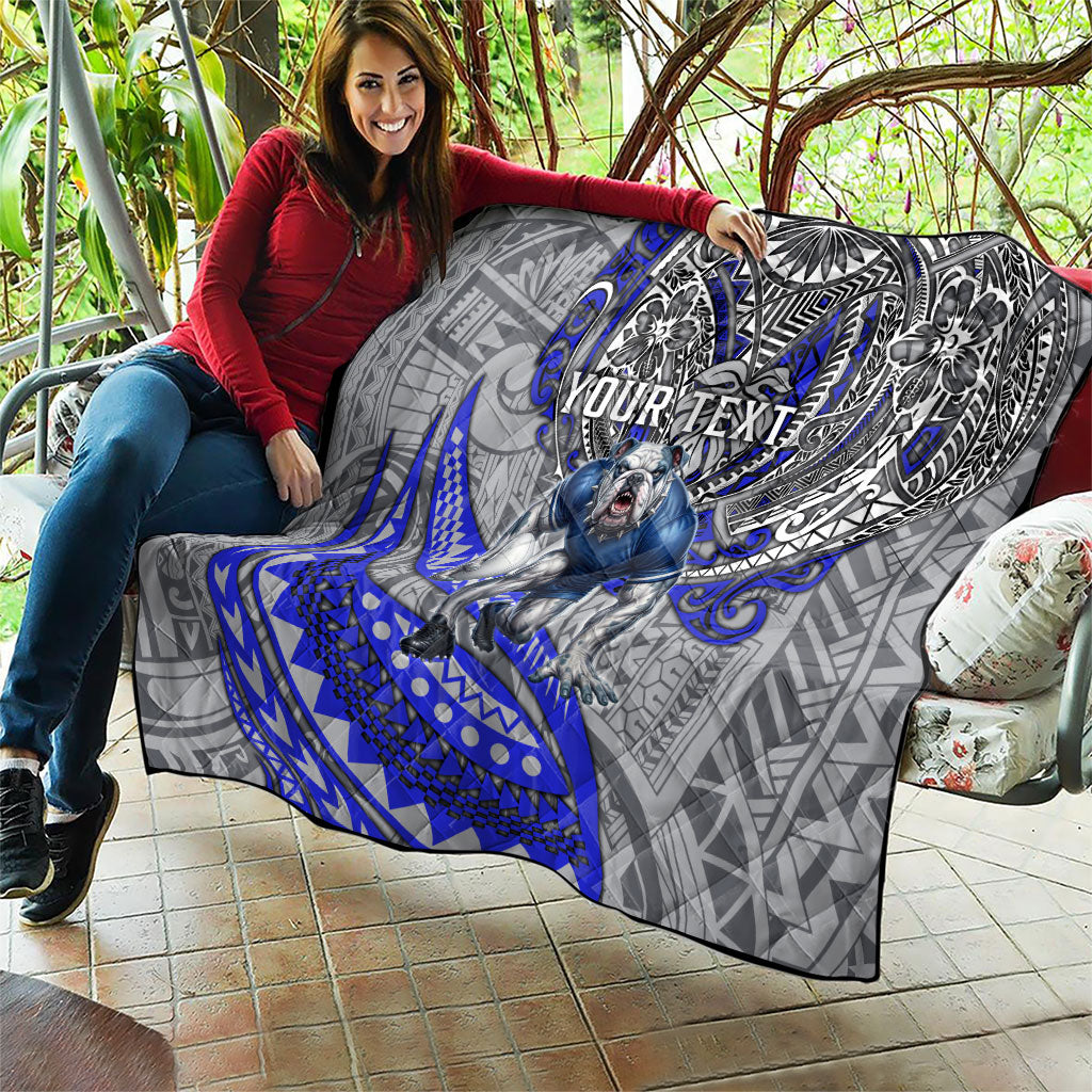 Personalised Canterbury-Bankstown Bulldogs Quilt Polynesian Tribal Art Style With Powerful Bulldog Mascot