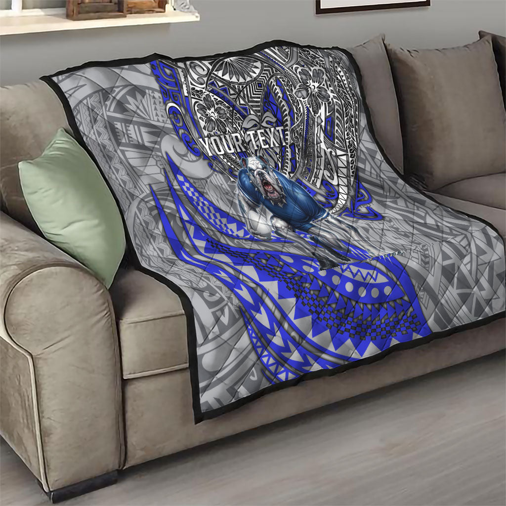 Personalised Canterbury-Bankstown Bulldogs Quilt Polynesian Tribal Art Style With Powerful Bulldog Mascot