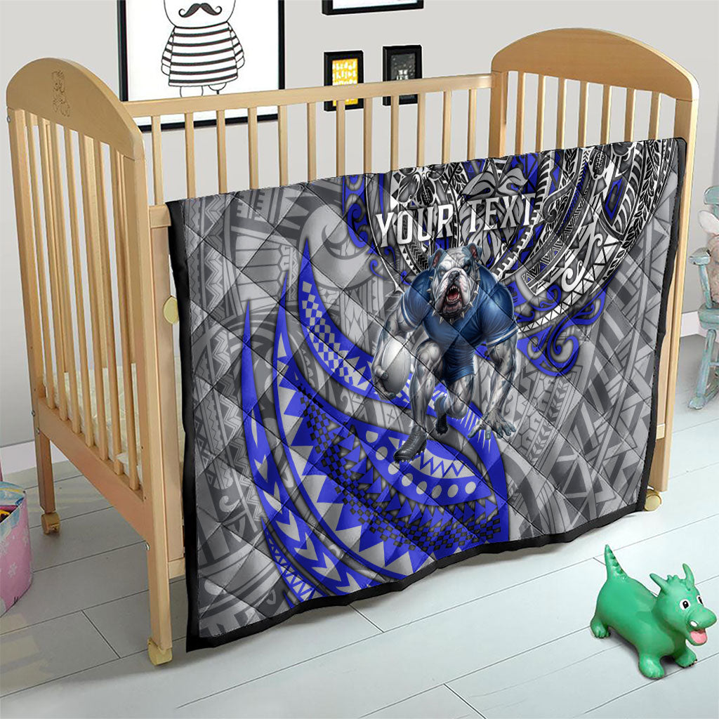 Personalised Canterbury-Bankstown Bulldogs Quilt Polynesian Tribal Art Style With Powerful Bulldog Mascot