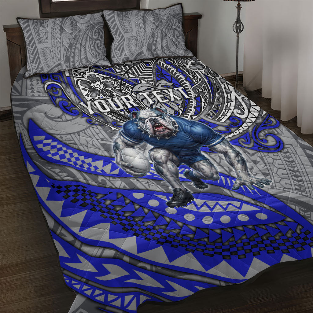 Personalised Canterbury-Bankstown Bulldogs Quilt Bed Set Polynesian Tribal Art Style With Powerful Bulldog Mascot