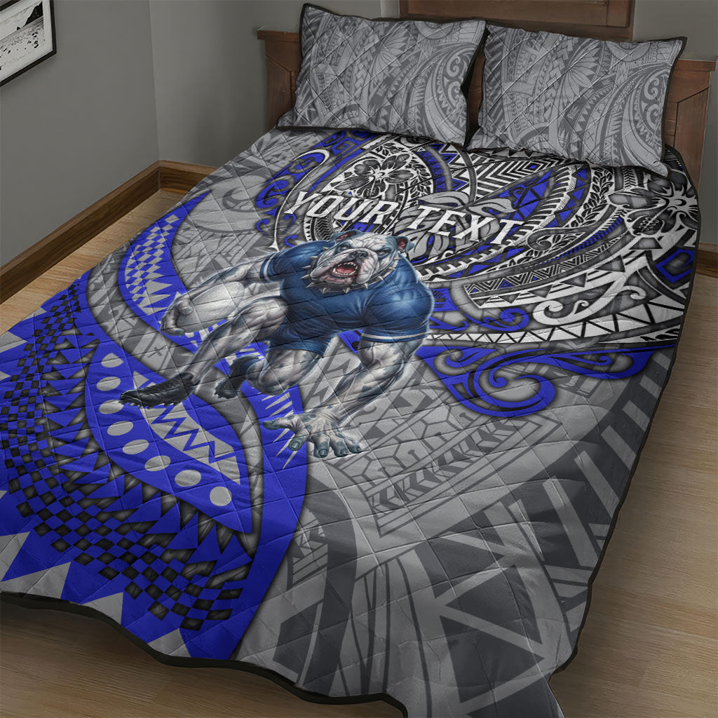 Personalised Canterbury-Bankstown Bulldogs Quilt Bed Set Polynesian Tribal Art Style With Powerful Bulldog Mascot