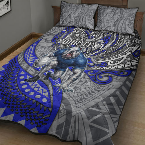 Personalised Canterbury-Bankstown Bulldogs Quilt Bed Set Polynesian Tribal Art Style With Powerful Bulldog Mascot