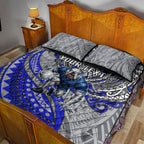 Personalised Canterbury-Bankstown Bulldogs Quilt Bed Set Polynesian Tribal Art Style With Powerful Bulldog Mascot