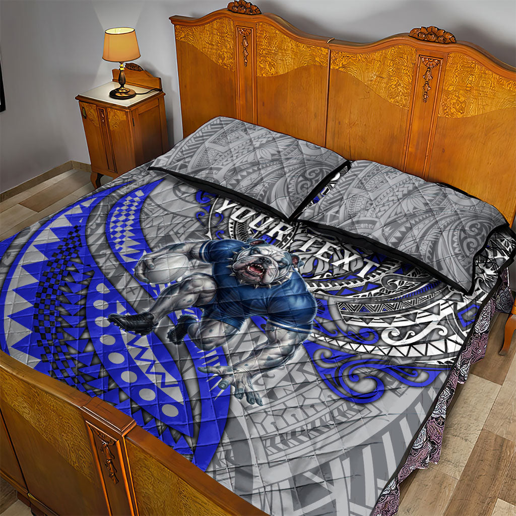 Personalised Canterbury-Bankstown Bulldogs Quilt Bed Set Polynesian Tribal Art Style With Powerful Bulldog Mascot