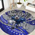 Personalised Canterbury-Bankstown Bulldogs Round Carpet Polynesian Tribal Art Style With Powerful Bulldog Mascot