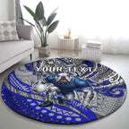 Personalised Canterbury-Bankstown Bulldogs Round Carpet Polynesian Tribal Art Style With Powerful Bulldog Mascot